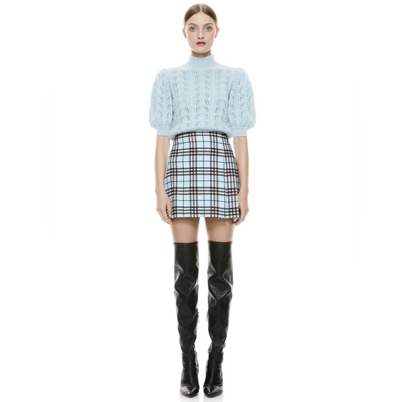 NWT Alice + Olivia Semira Plaid Pleated Skirt 8 - Picture 1 of 13
